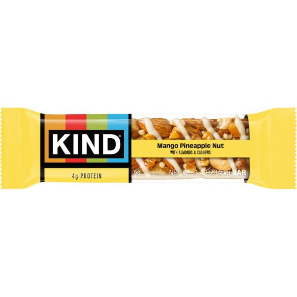 KIND Mango Pineapple Nut bar ingredients panel highlights real fruit and nuts