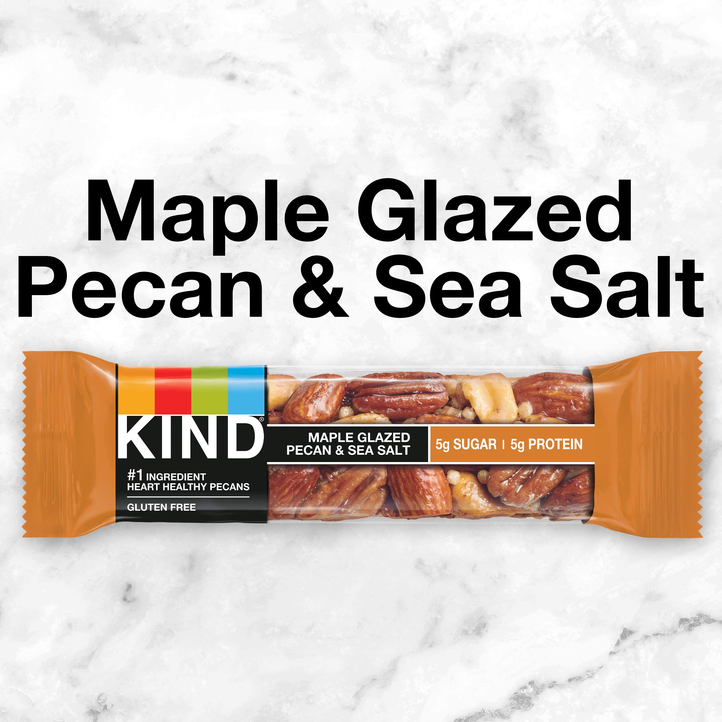 Ingredient close-up features pecans, almonds, sea salt for flavor