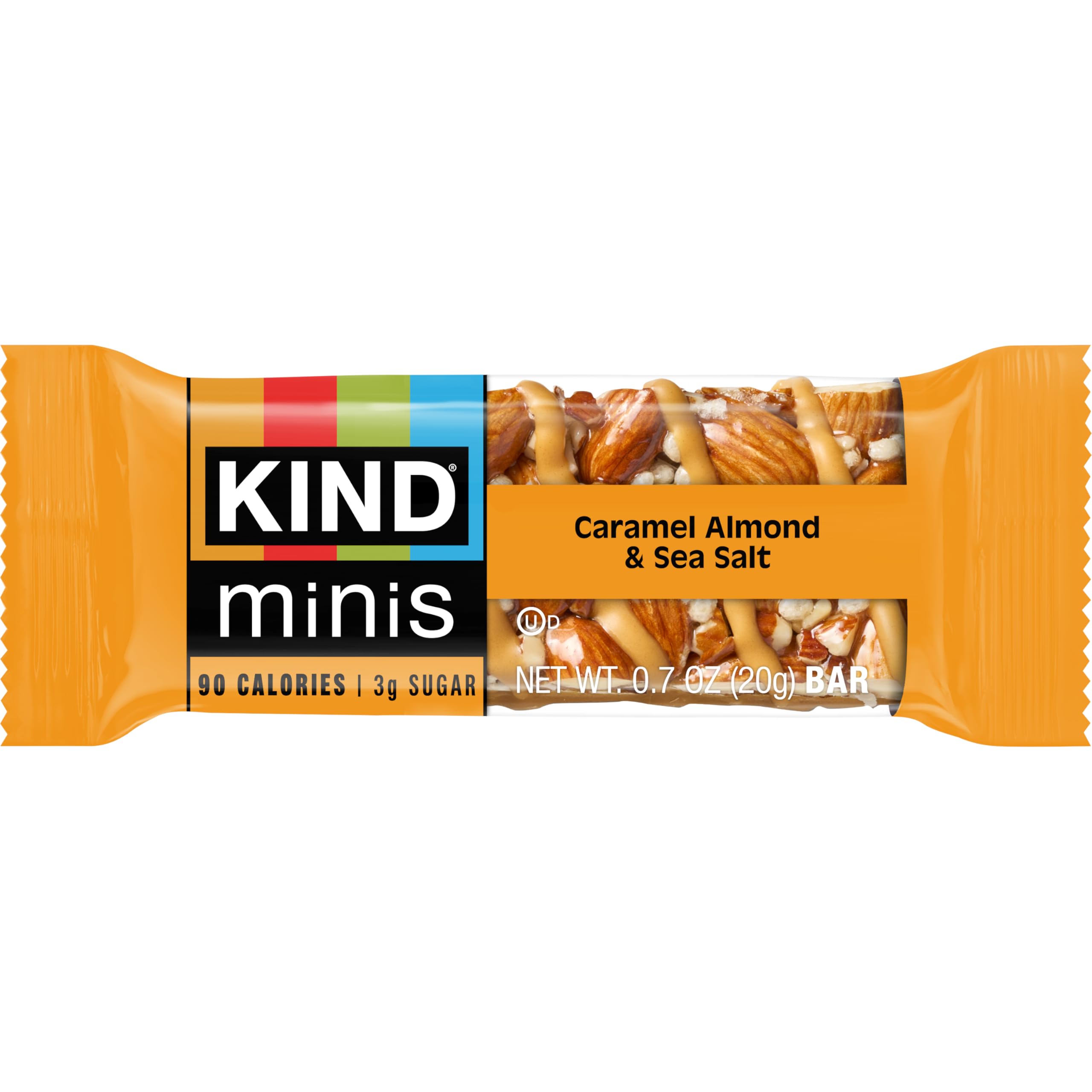 Rows of KIND Minis packaging in a 10-pack display