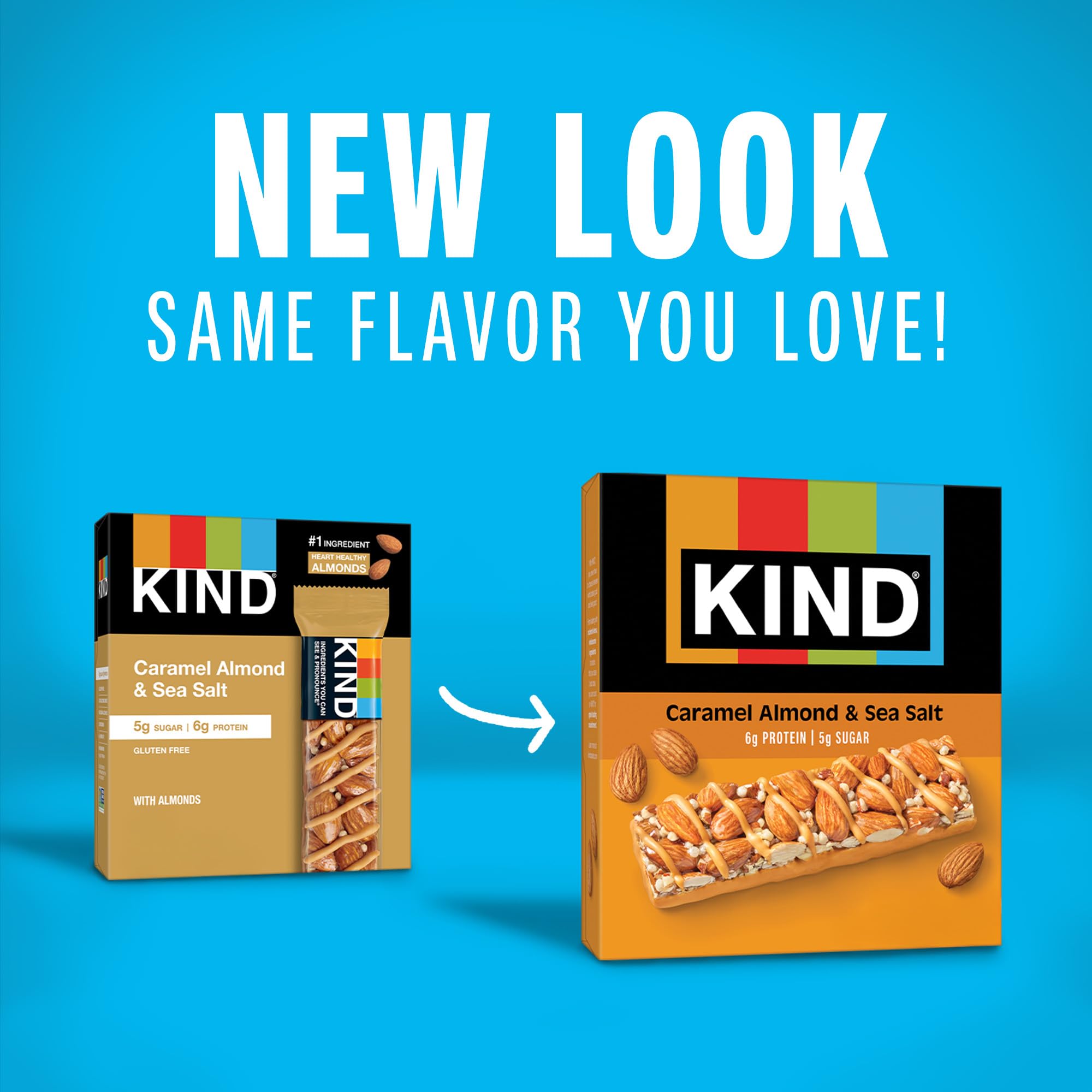 Kind Nut Bars Caramel Almond & Sea Salt six-pack display front of box