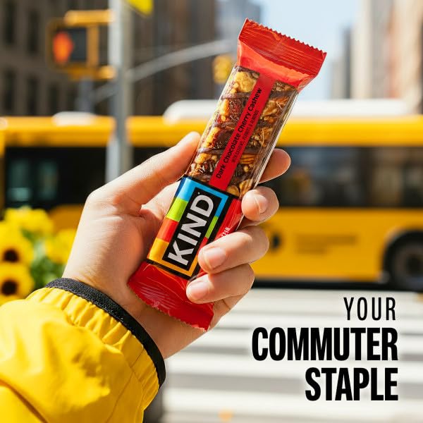 Individually wrapped KIND bar suited for portable snacking.