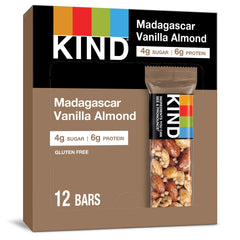 KIND Nut Bars Madagascar Vanilla Almond pack front for easy on-the-go snacking.