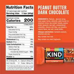 Close-up of KIND bar with almonds and peanuts for crunch and protein.