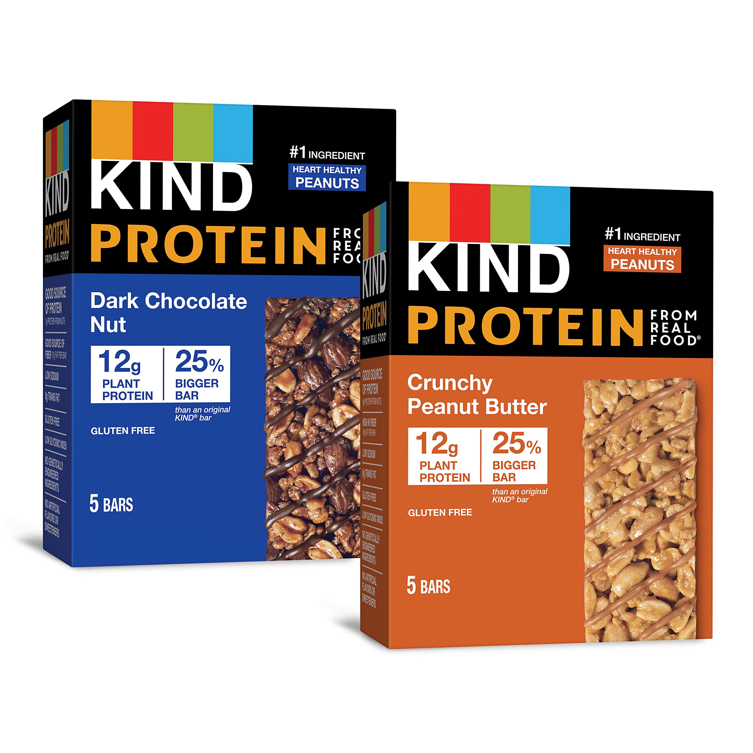 KIND Protein Dark Chocolate Nut bars offer on-the-go nutrition with 12g plant protein.