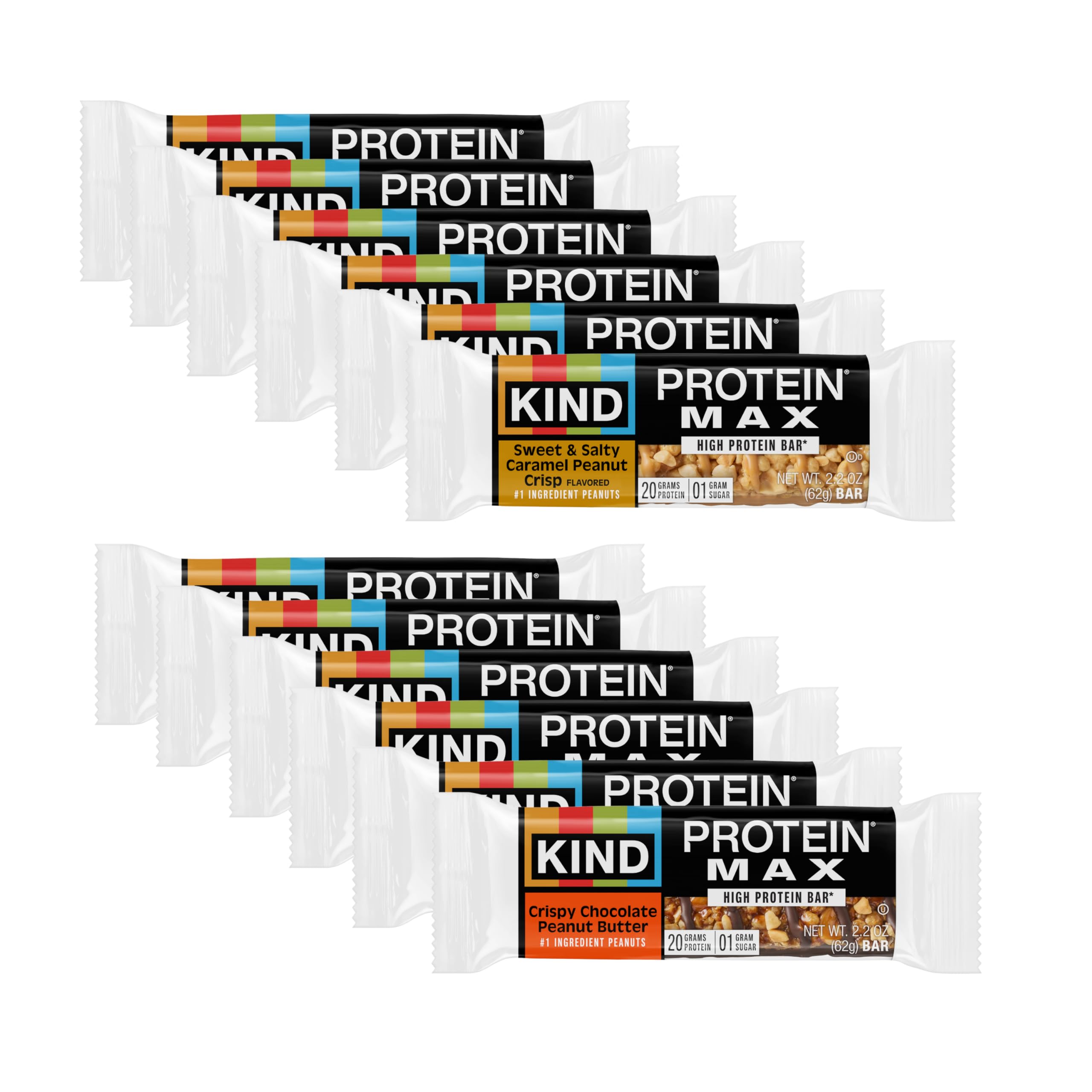 KIND Protein MAX Crispy Chocolate Peanut Butter bar close-up for on-the-go protein.