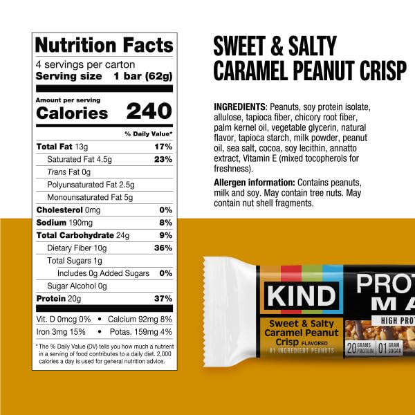KIND Protein Max Crispy Chocolate Peanut Butter bar, high-protein keto snack.