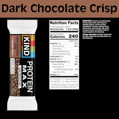 Kind Protein MAX Dark Cocoa Crisp bar pairs chocolate with protein