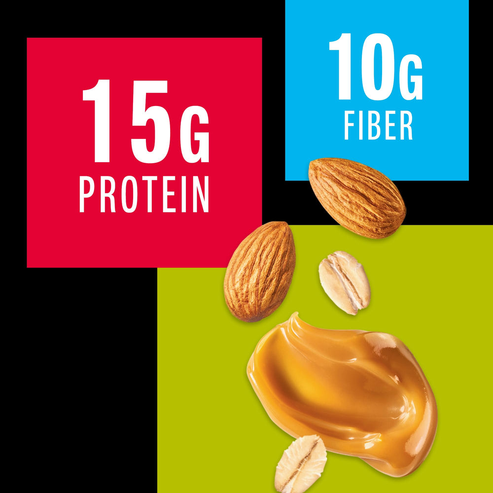 KIND Protein MAX Granola ingredient list closeup with nuts and seeds, non-GMO promise.