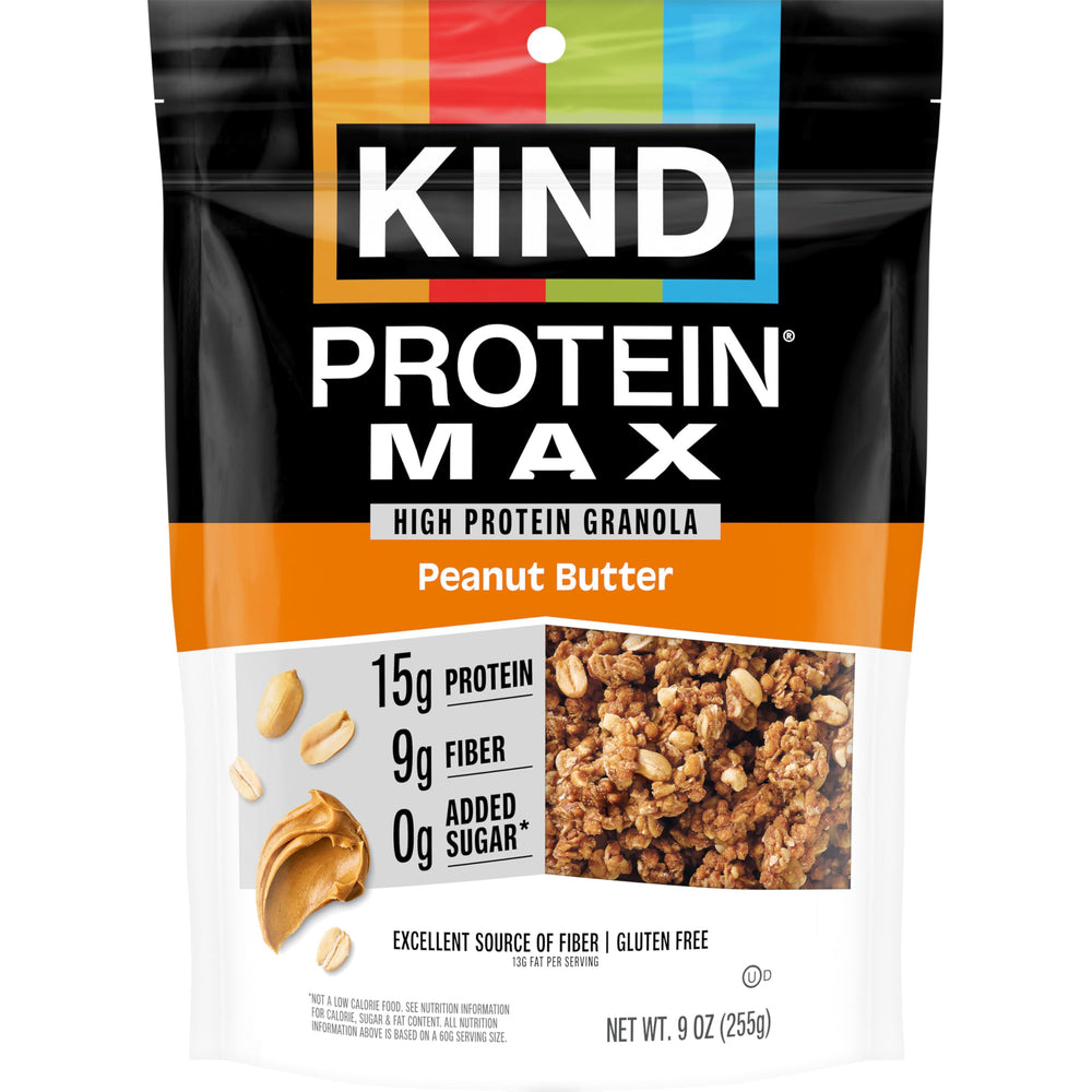 KIND Protein MAX Granola packaging front with 9oz jar for on the go