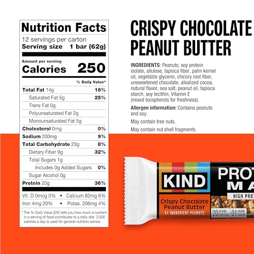 Kind Protein MAX Raspberry Cocoa Crisp bar for fiber-rich post-workout