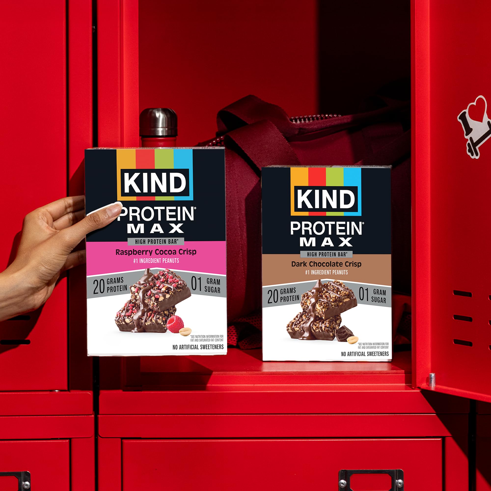 KIND Protein MAX Raspberry Cocoa Crisp snack ready for on-the-go energy