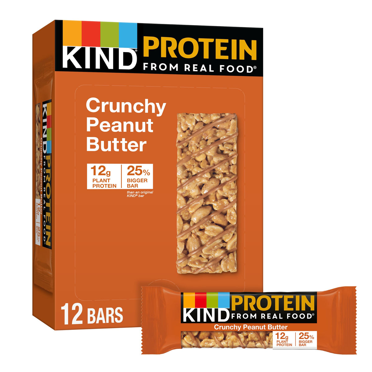 KIND Protein Snack Bar Crunchy Peanut Butter packaging for on-the-go energy.