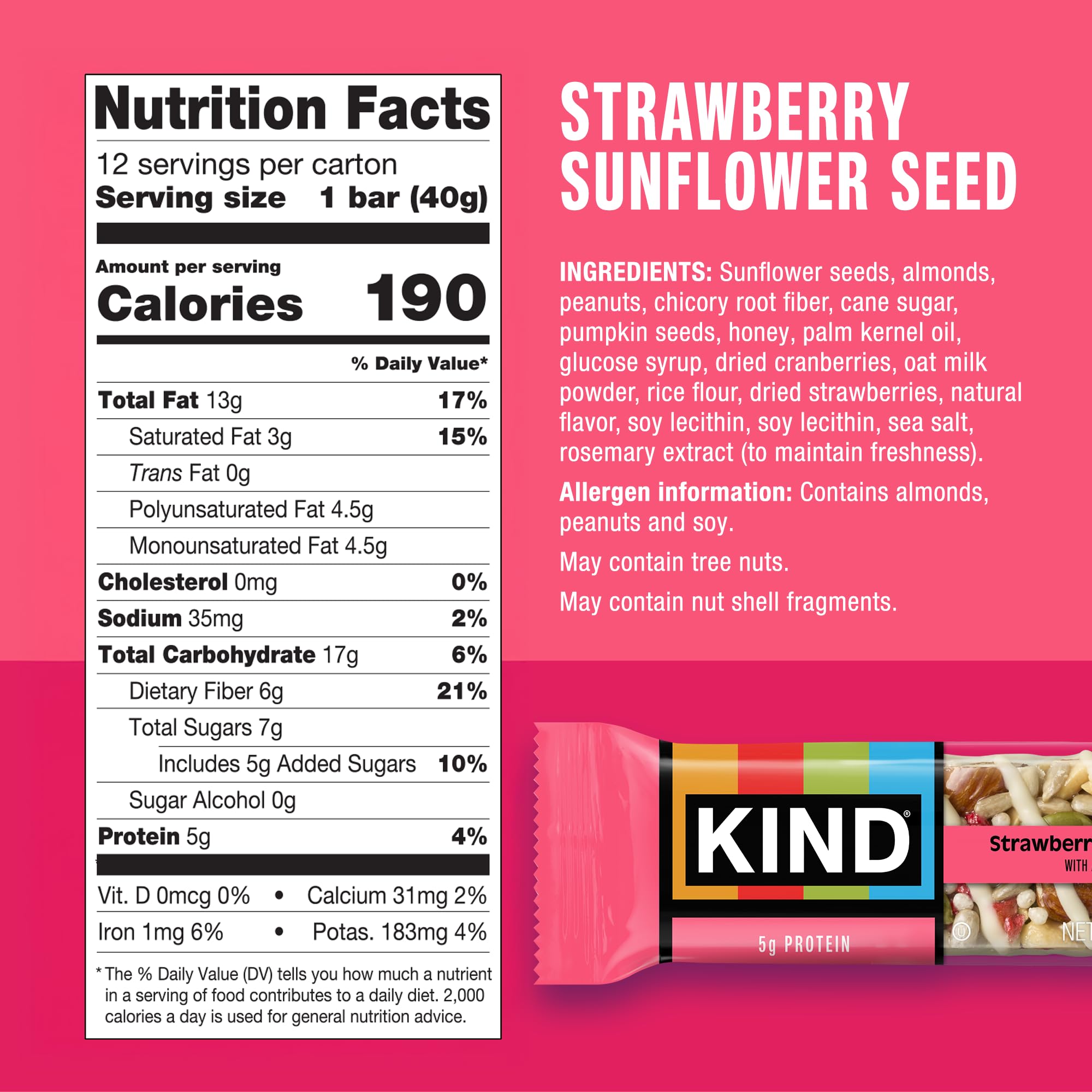 Close-up of ingredients in KIND Seeds bar with seeds and fruits