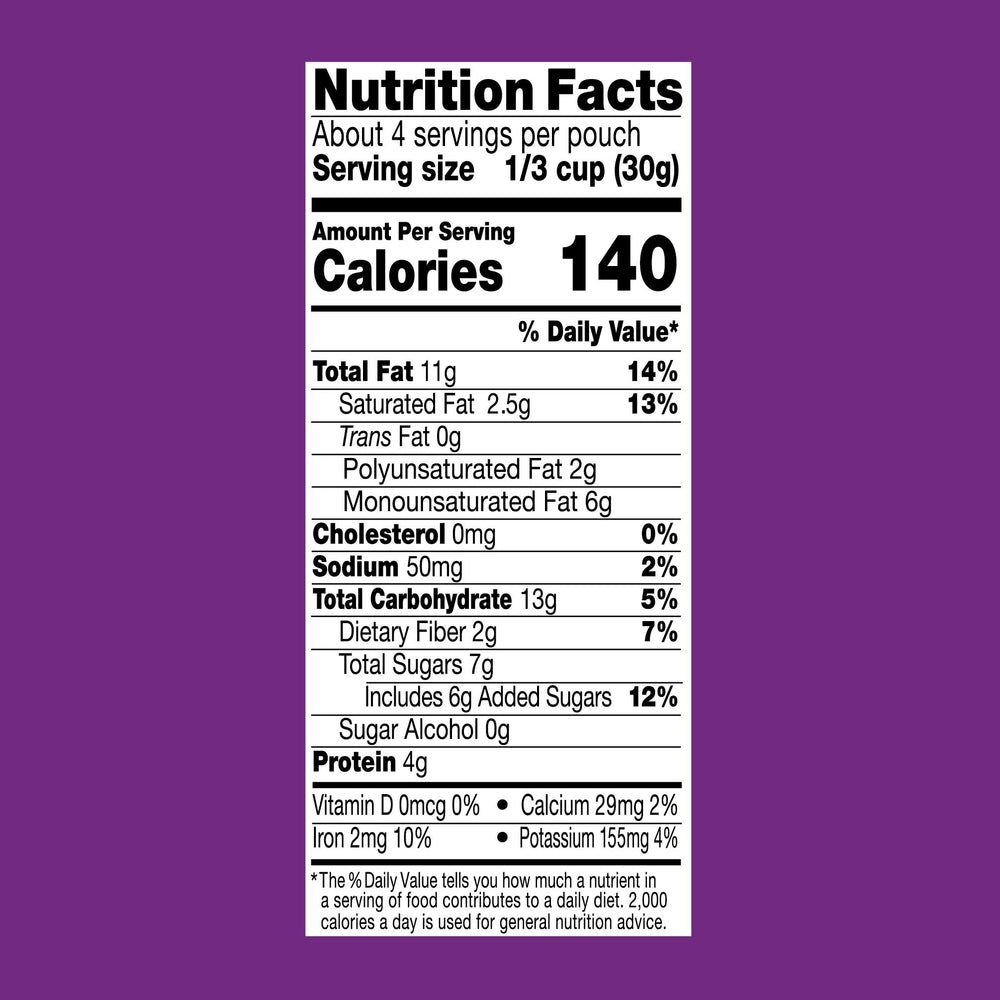 KIND Vanilla cashew clusters pouch image suggesting portable healthy snack on the go.