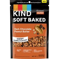 KIND Soft Baked Granola clusters with dark chocolate and peanut butter for a chewy breakfast option