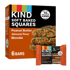 KIND Soft Baked Squares box of Peanut Butter Blondie, gluten-free snack.