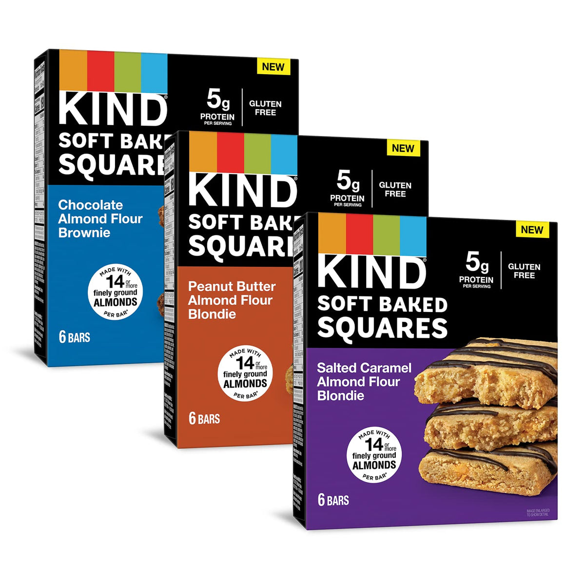 KIND Soft Baked Squares Salted Caramel Blondie bar with almond flour for a rich, chewy treat