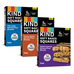 KIND Soft Baked Squares Salted Caramel Blondie bar with almond flour for a rich, chewy treat