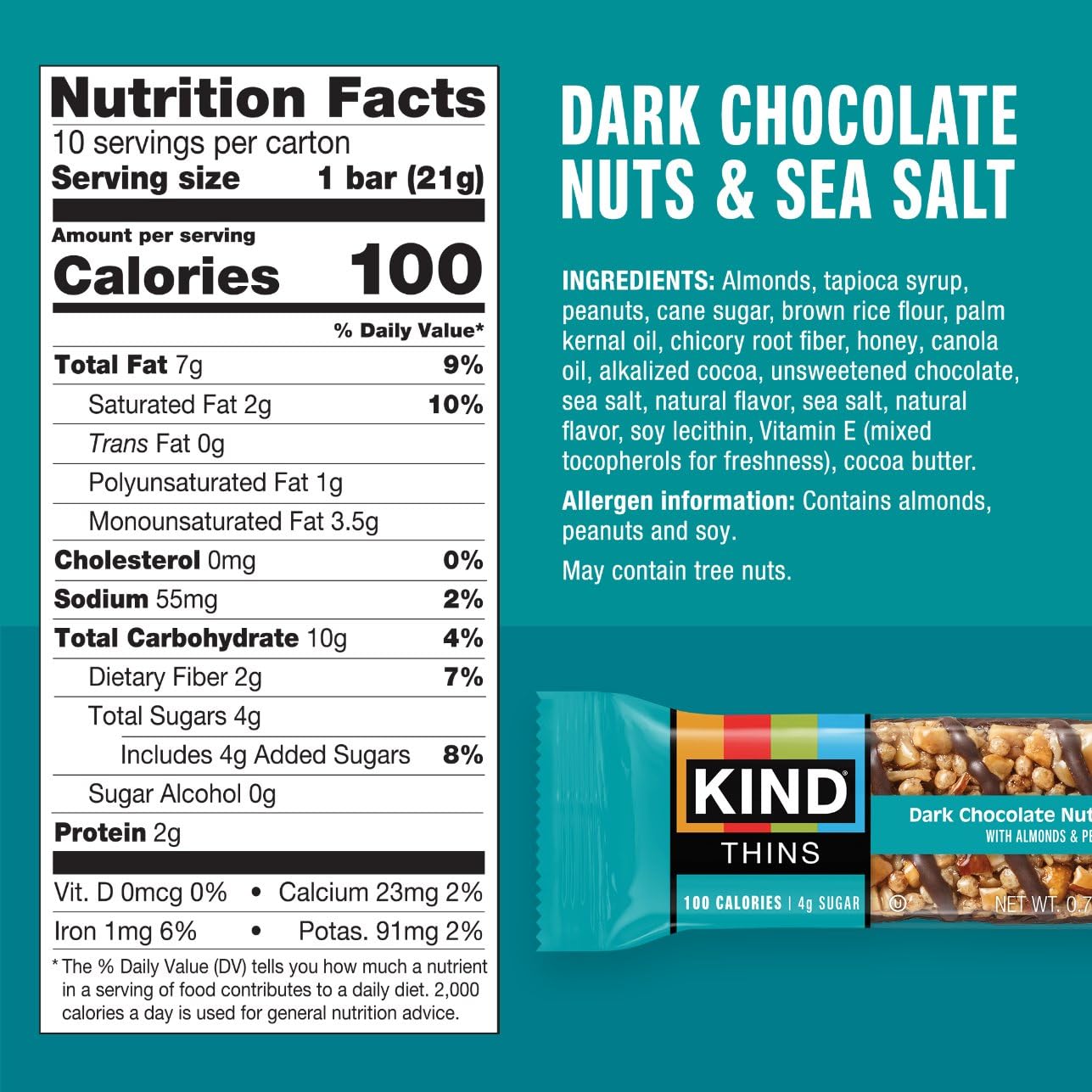 KIND Thins caramel nuts sea salt bar close-up highlighting caramel flavor