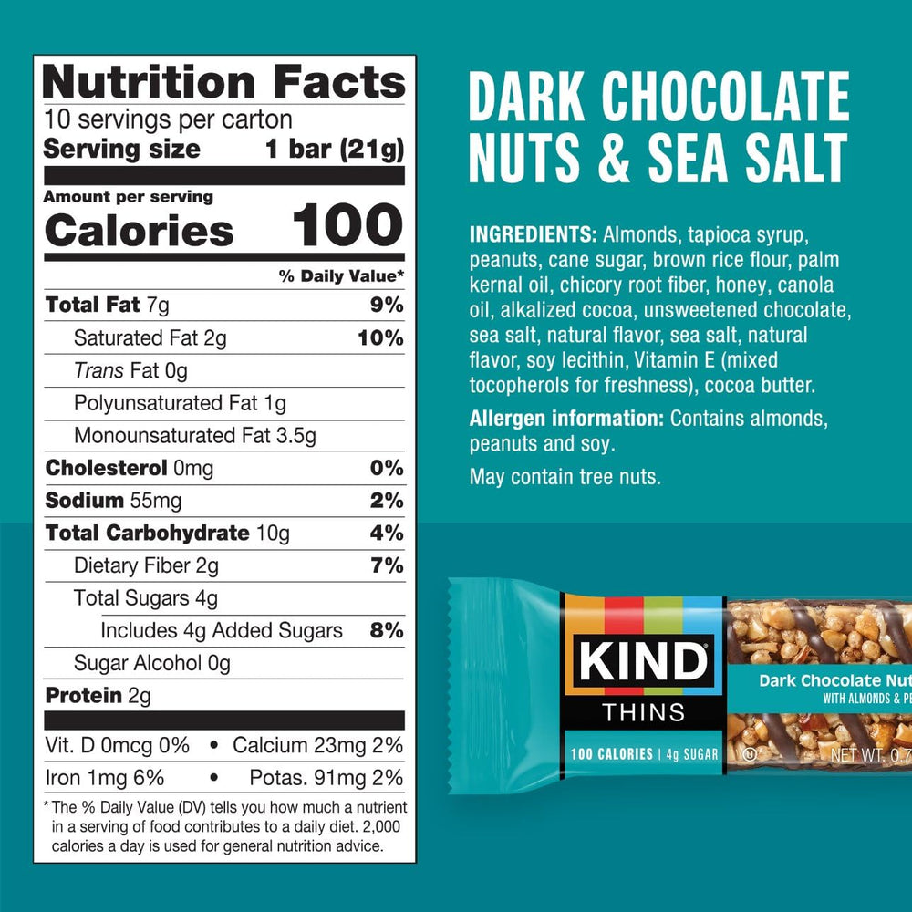 KIND Thins caramel nuts sea salt bar close-up highlighting caramel flavor