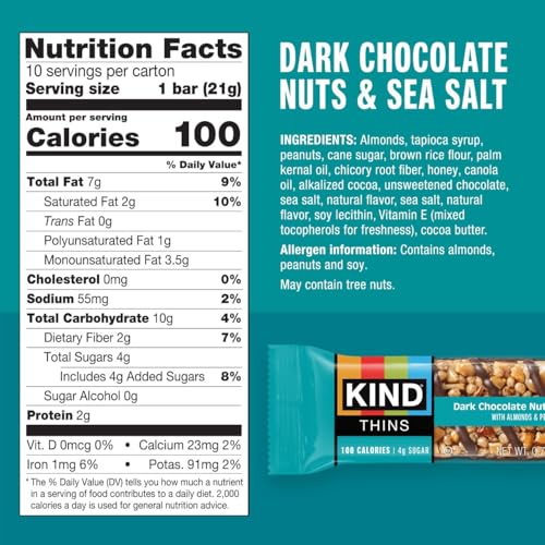 KIND THINS with peanuts close-up showing almond and peanut layers