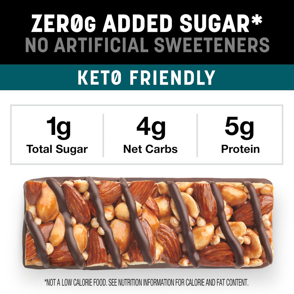 KIND ZERO Added Sugar Bars almonds and peanuts visible for wholesome, real-food ingredients.