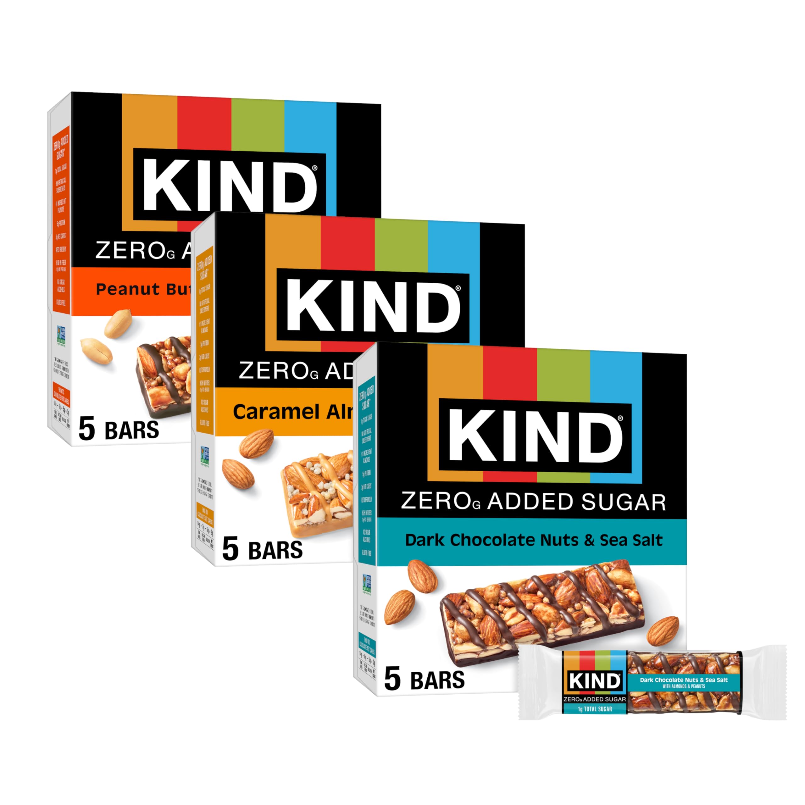 KIND ZERO Dark Chocolate Nuts & Sea Salt box, keto-friendly snack ready to go.