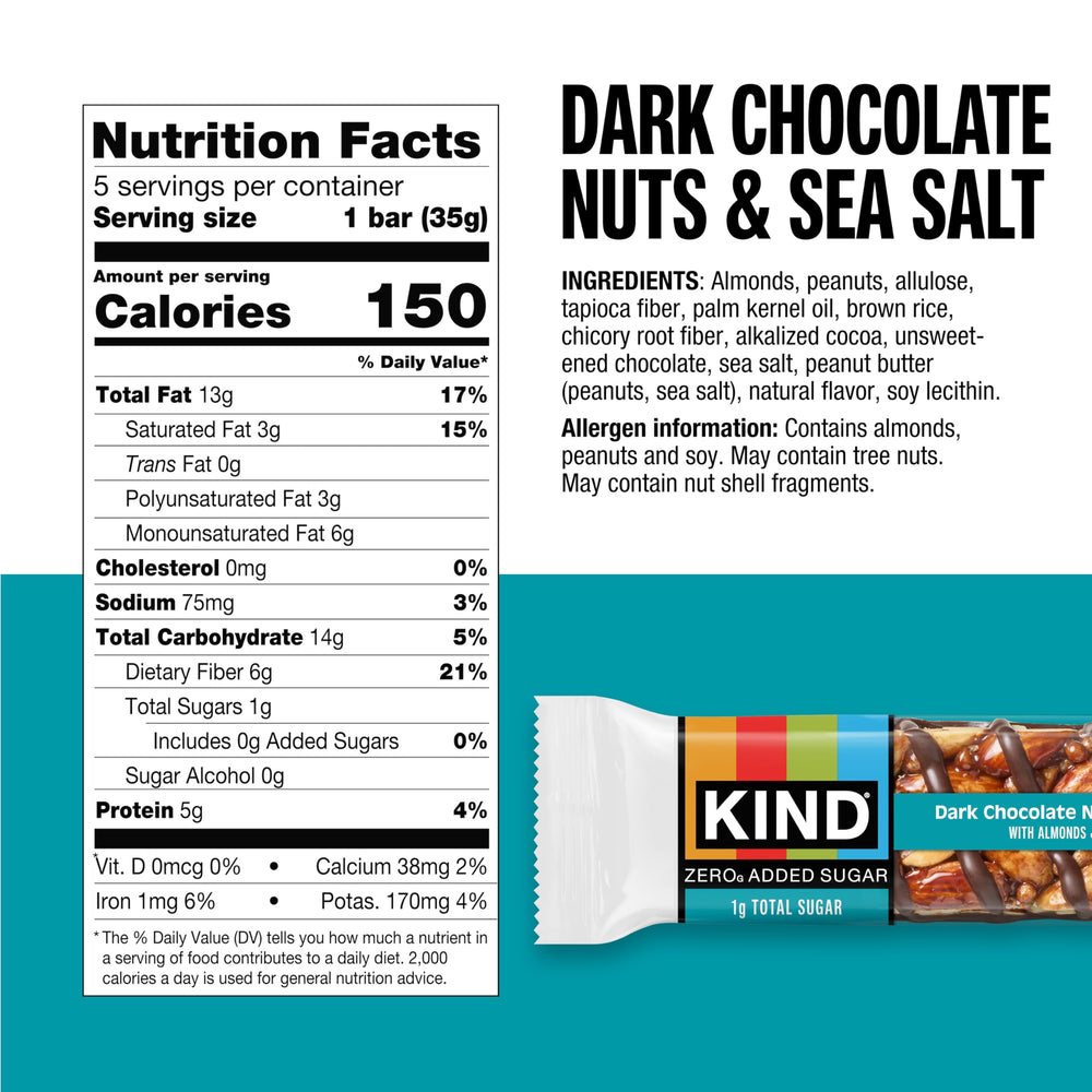 KIND ZERO Peanut Butter Dark Chocolate box, premium snack with 5g protein.