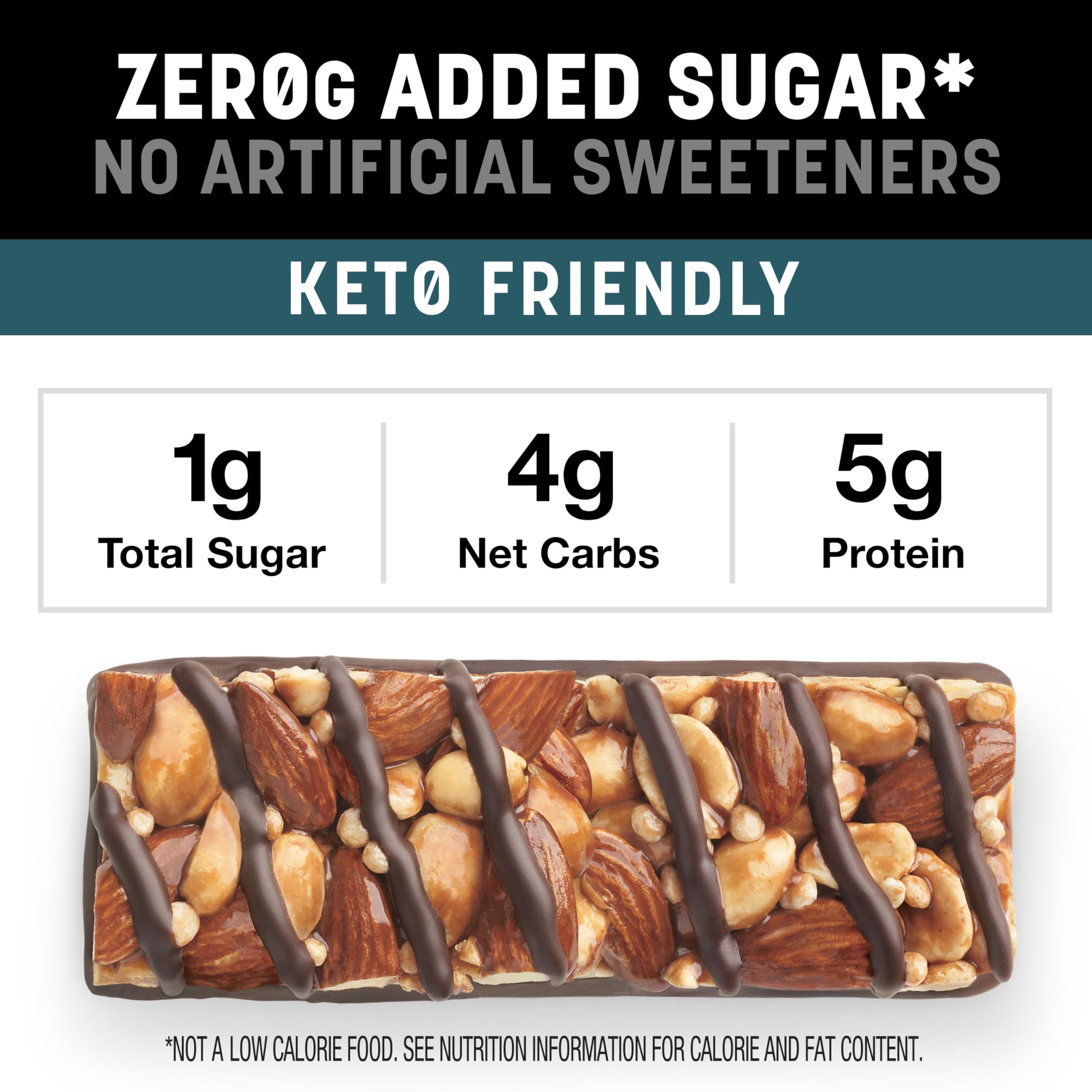 KIND ZERO Peanut Butter Dark Chocolate closeup, creamy filling and protein boost.