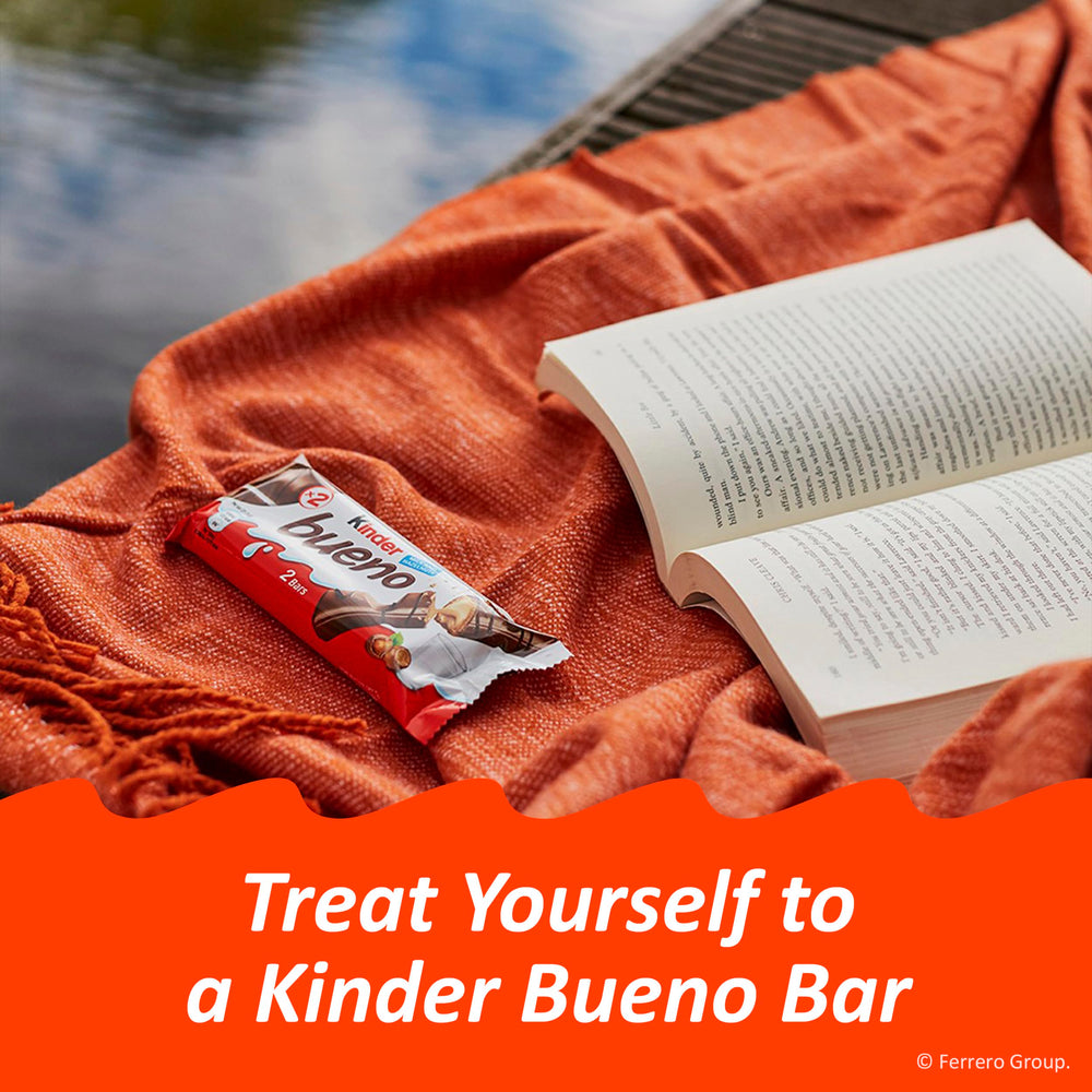 Kinder Bueno chocolate bars featured during coffee-break moments.