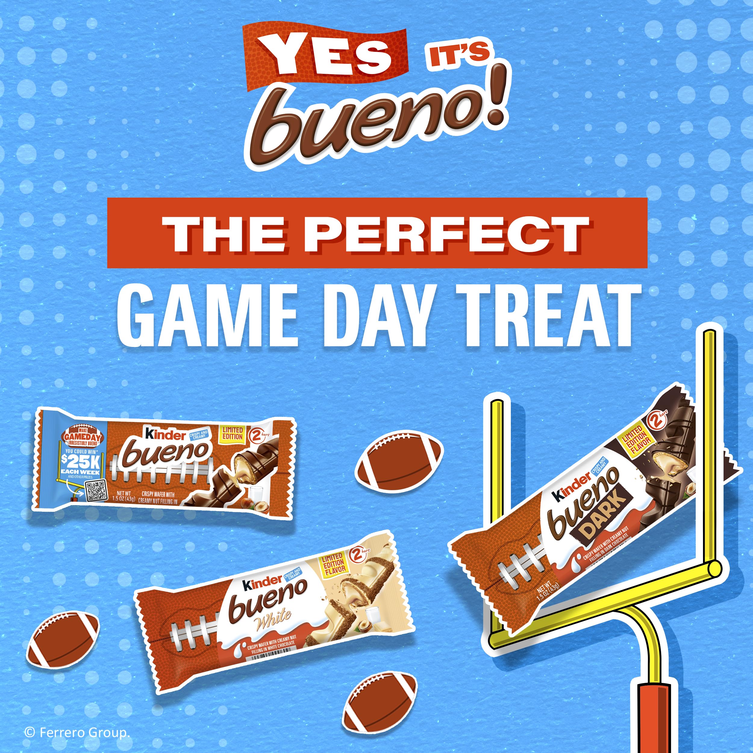 Dark chocolate drizzle over Kinder Bueno wafer bar