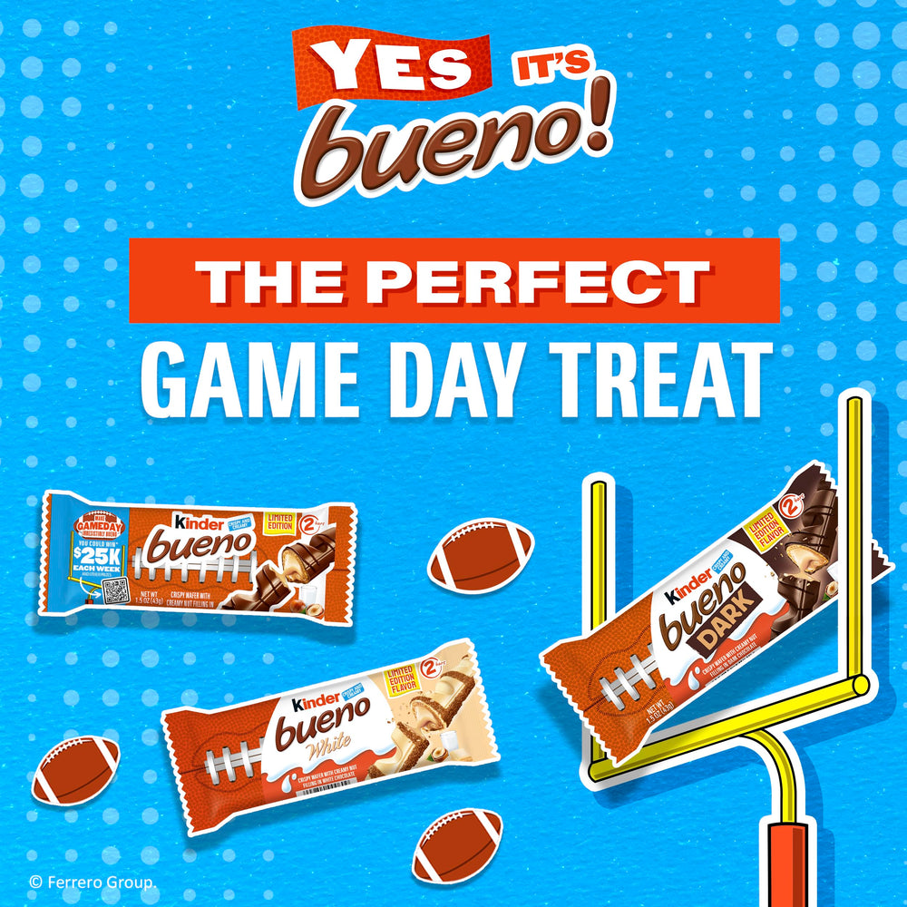 Dark chocolate drizzle over Kinder Bueno wafer bar