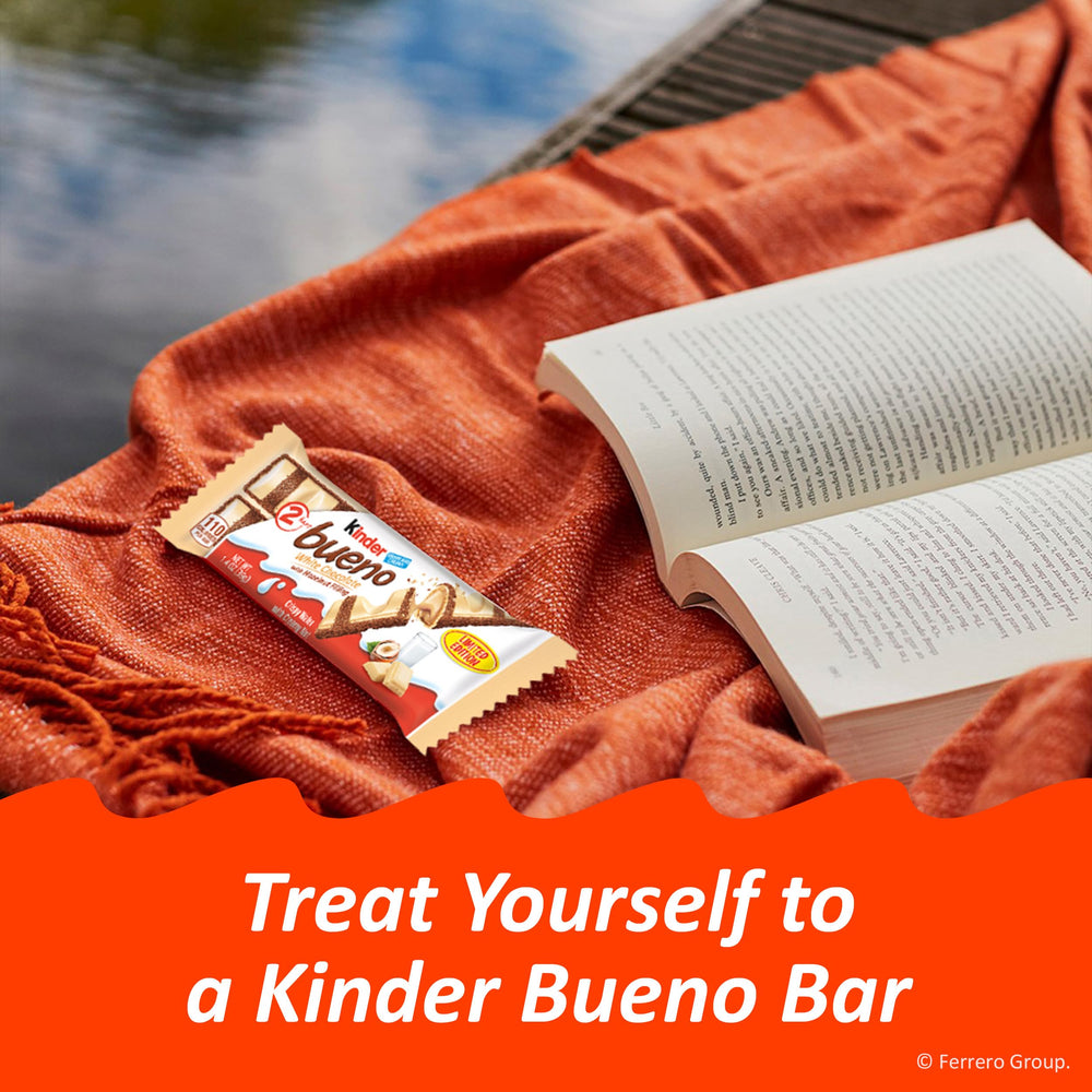 Enjoyable movie night snack from Kinder Bueno white chocolate.