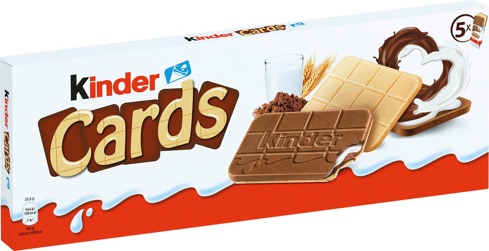 Kinder Cards two-pack 128g each, ideal for sharing and lunch boxes.