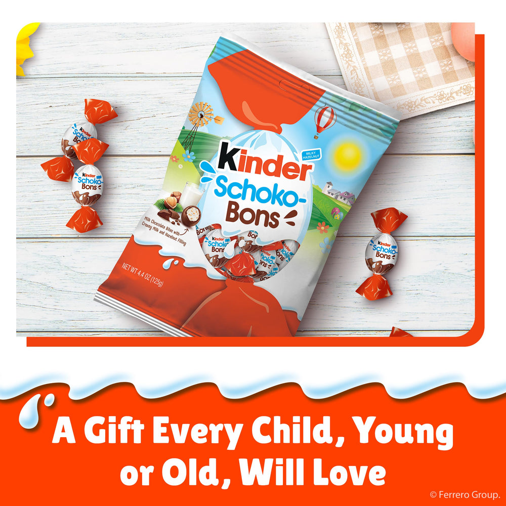 Easter display of Kinder Schoko-Bons Bites perfect for baskets and parties.
