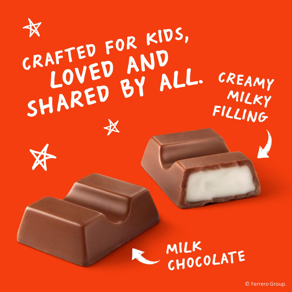 Kinder Chocolate Mini melt-in-mouth chocolate with creamy center showcased in close-up.