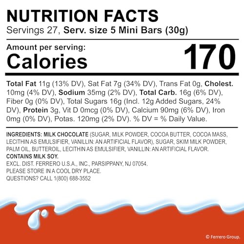 Kinder Chocolate Mini image shows up-to-138 minis, perfect for portion-controlled snacking.