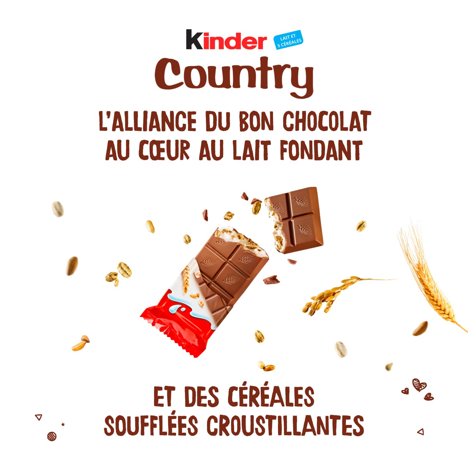 Kinder Country wrappers close-up, glossy branding visible