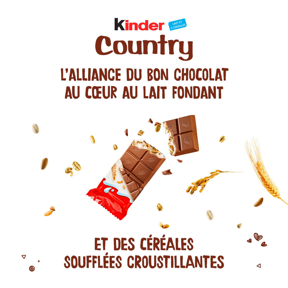 Kinder Country wrappers close-up, glossy branding visible