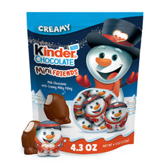 Kinder Snowmen chocolate with creamy filling, festive snowman shape for holiday gifting.