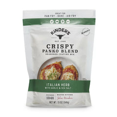 Kinder's Crispy Panko Blend close-up showing golden crust for crisp pan-fried dishes.