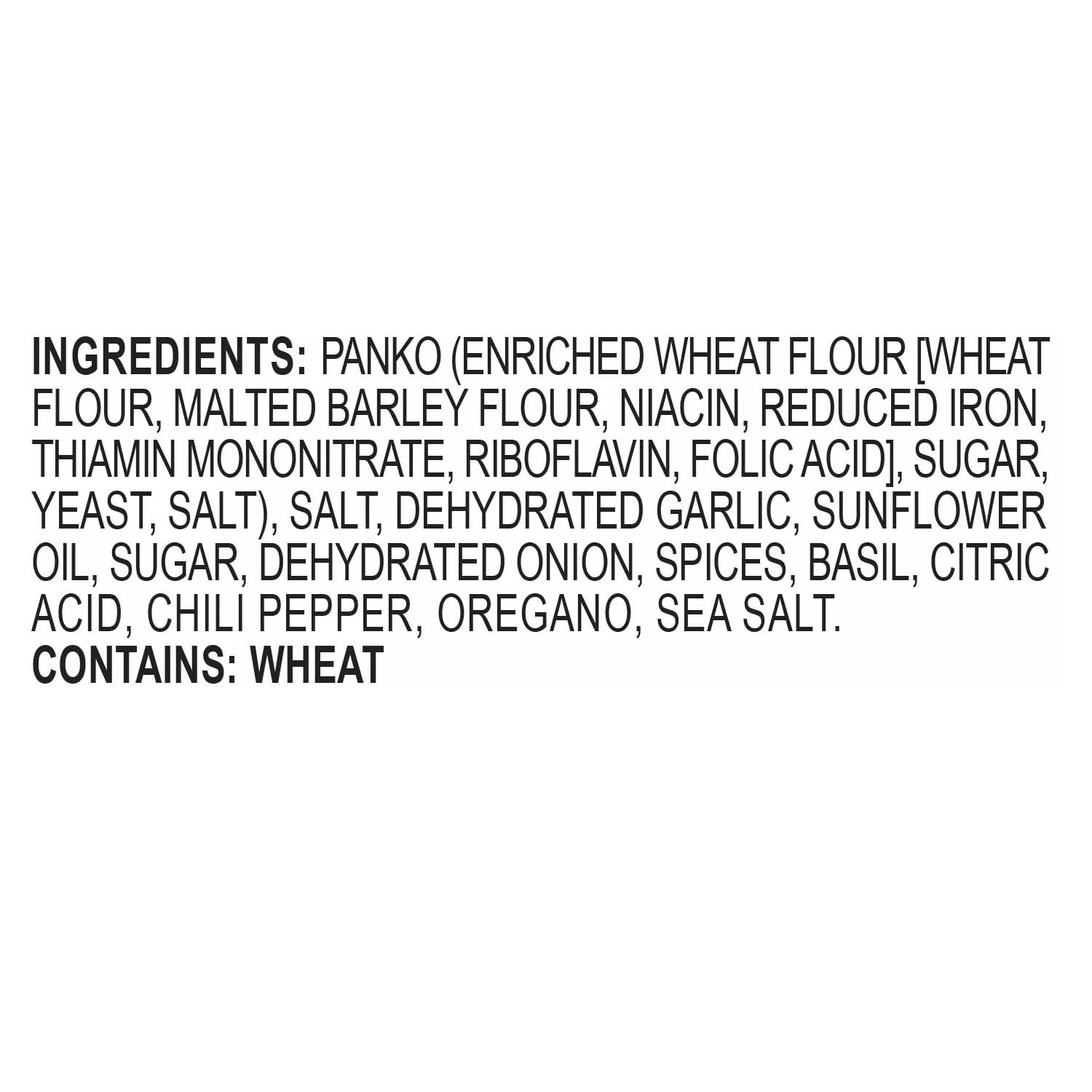 Kinder's Crispy Panko Blend seasoned coating close-up with garlic and herbs for poultry.