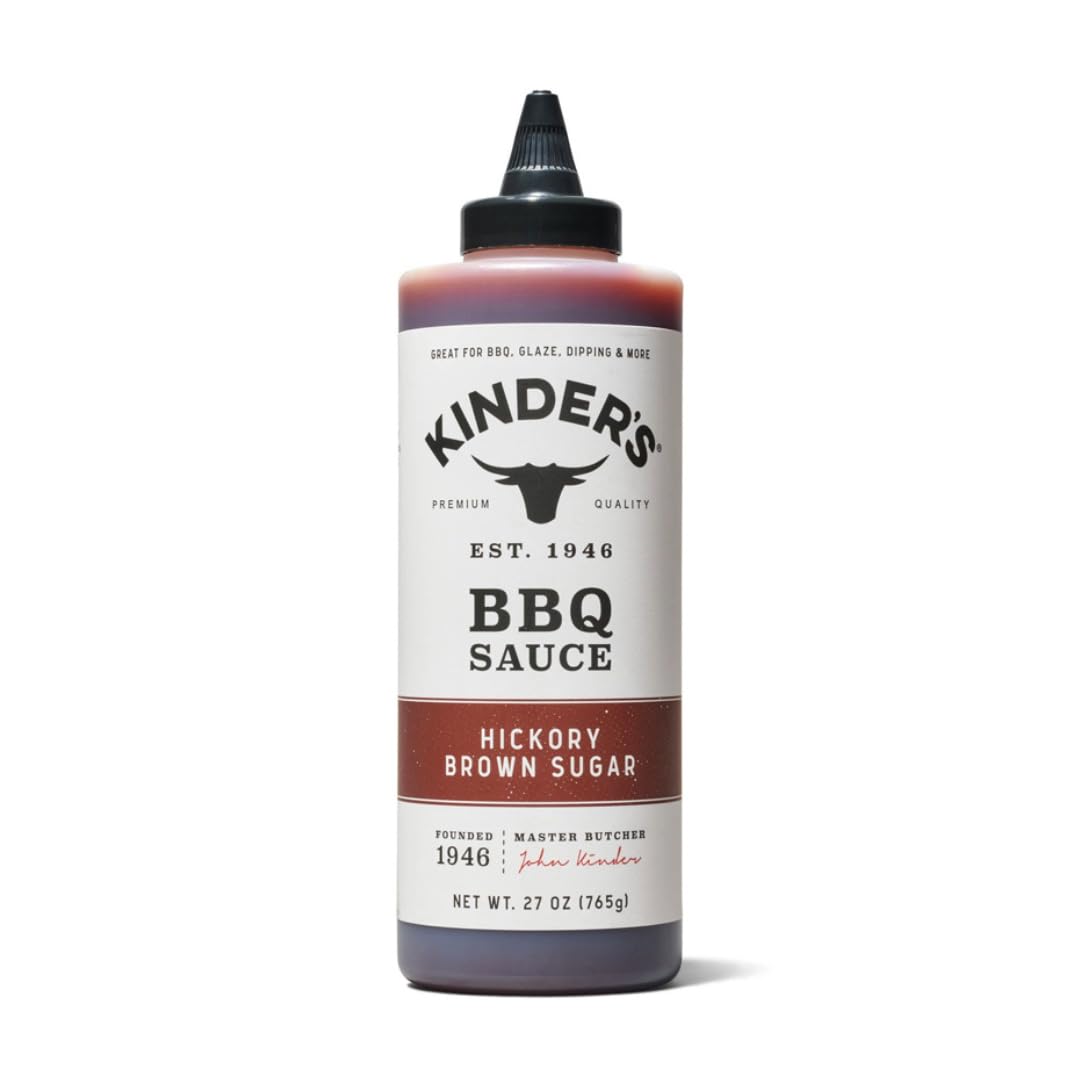 Kinders Hickory Brown Sugar BBQ Sauce front label for premium grilling flavor