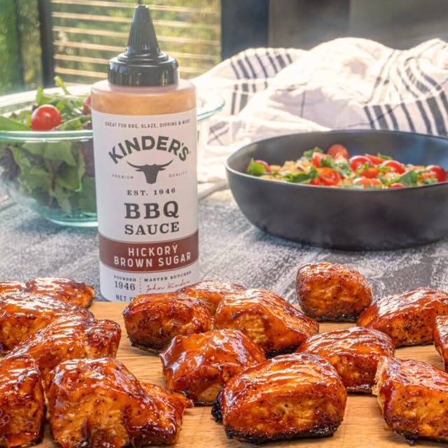 Kinders Hickory Brown Sugar BBQ Sauce on grill for marinade and basting
