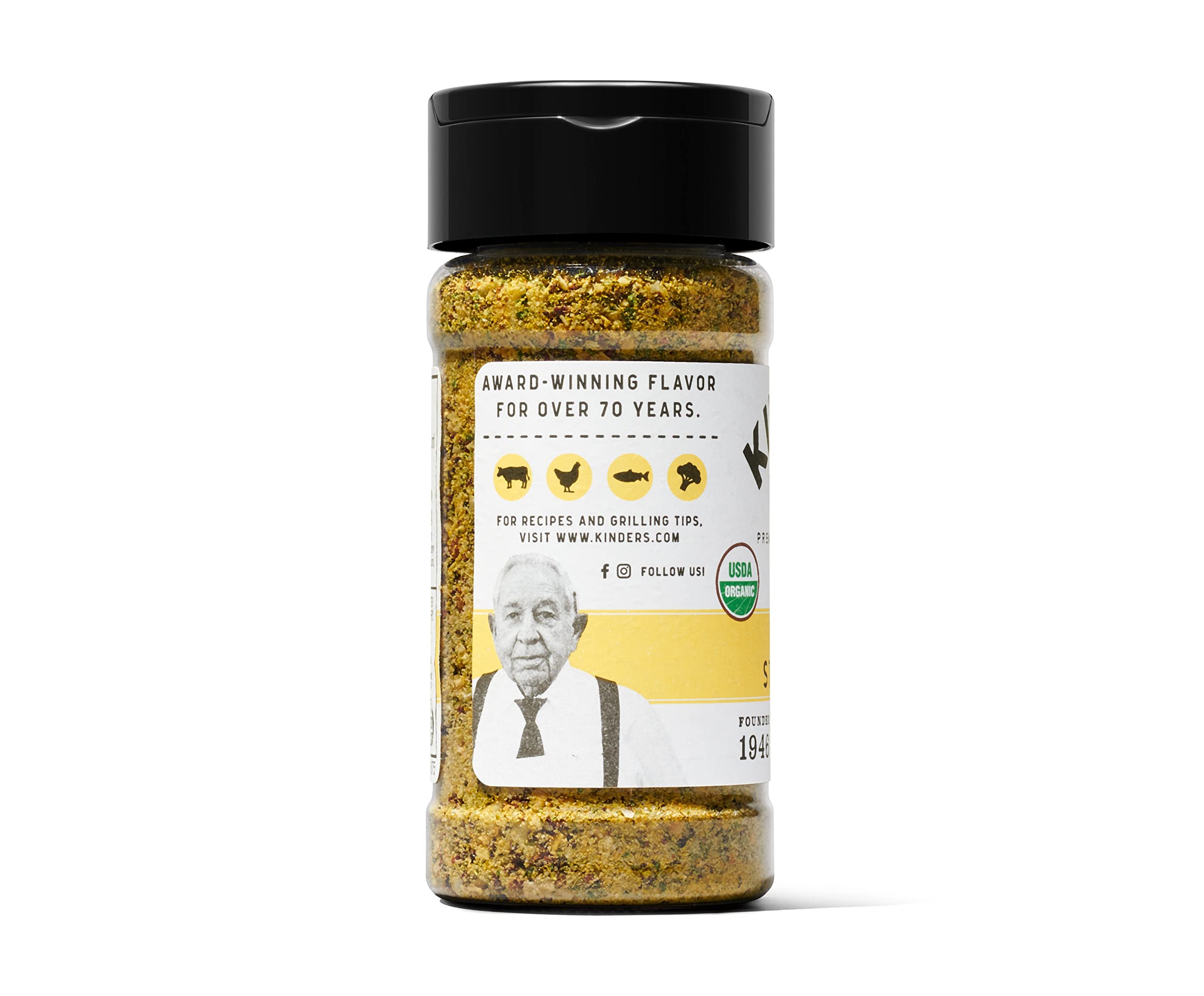 Kinder's Organic Buttery Steakhouse Rub packaging displayed for easy pantry storage