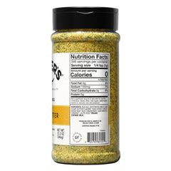 Kinder's Organic Garlic Butter Seasoning shaker dispensing rich garlic butter flavor.