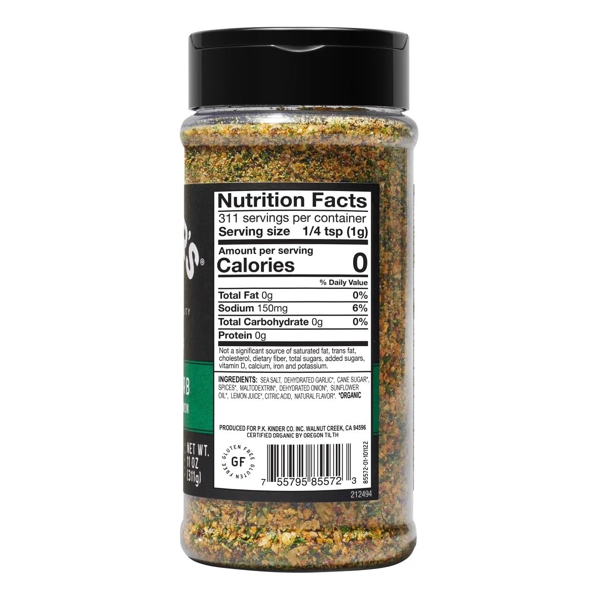 KINDER'S Organic seasoning bottle pour demonstrates convenient sprinkle for quick flavor boosts.
