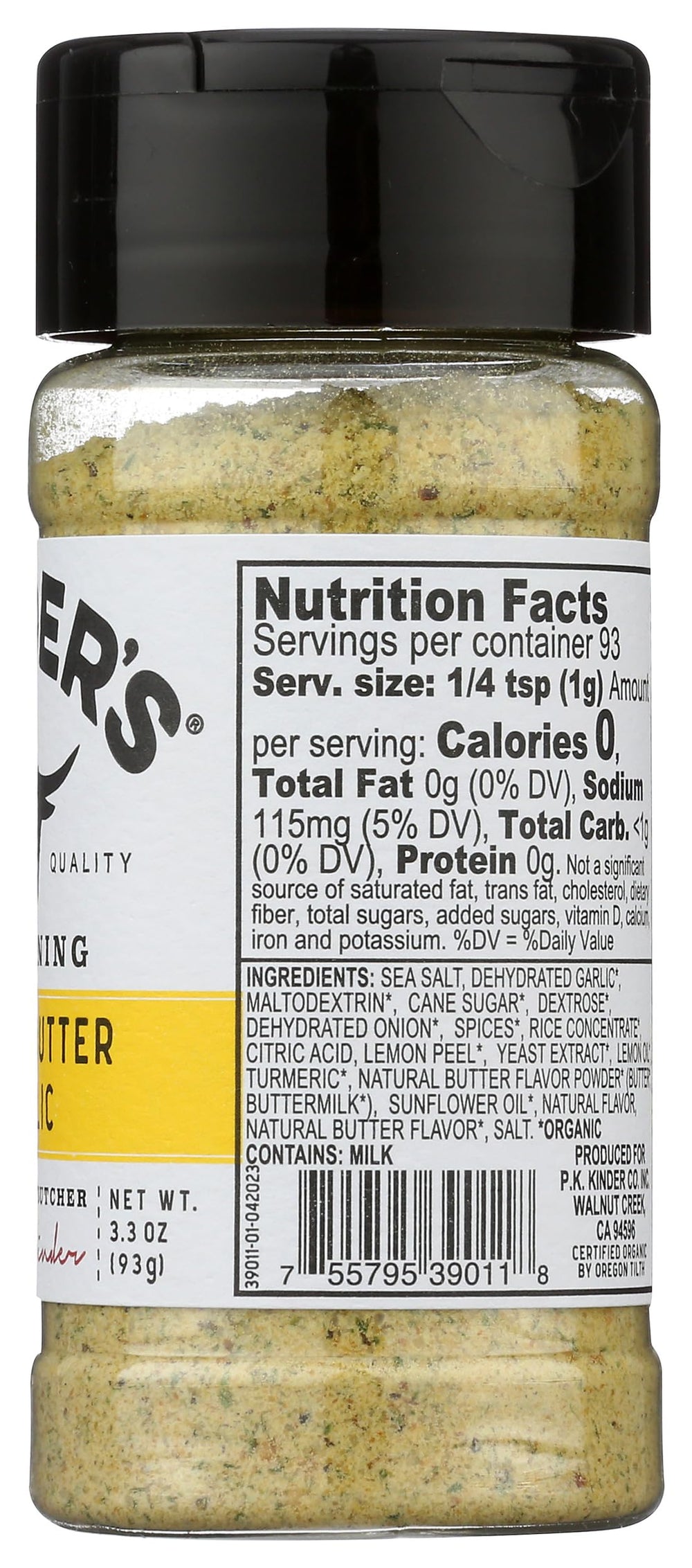 KINDER'S Organic Lemon Butter Garlic Seasoning on the kitchen counter invites quick flavor boosts.