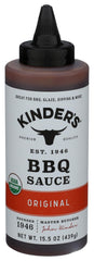 KINDER'S Organic Mild BBQ Sauce bottle pour for family meals