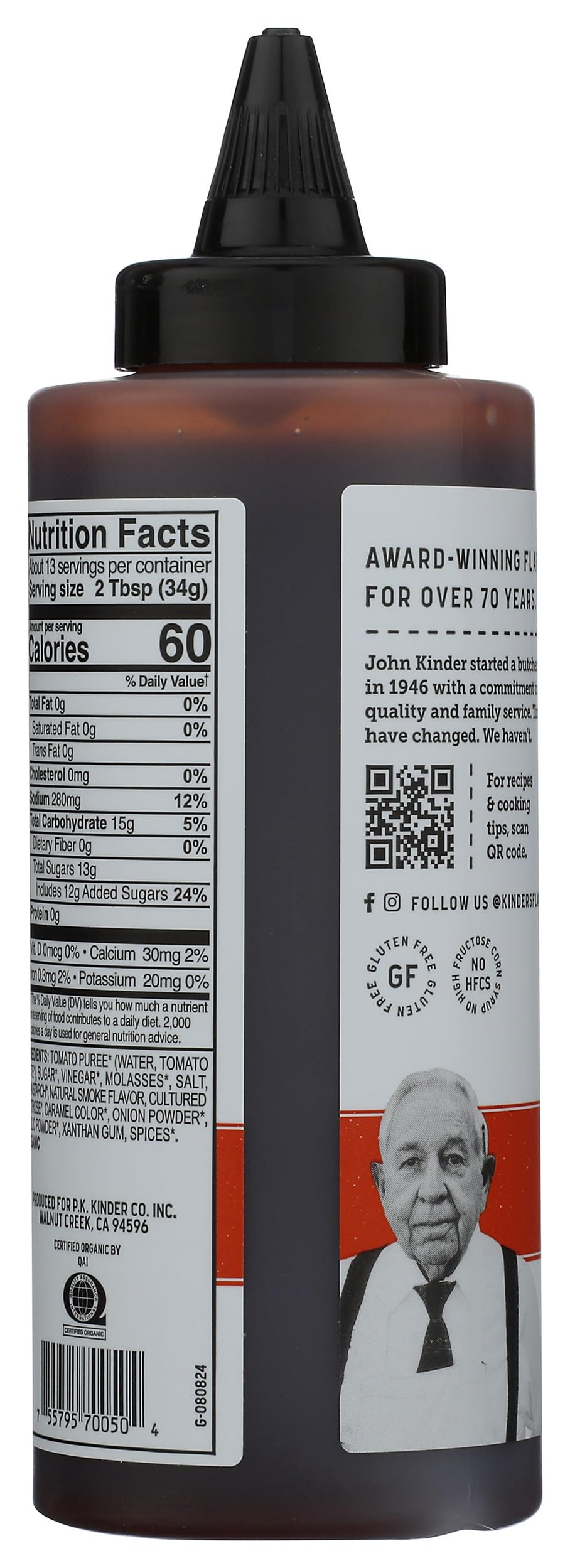 KINDER'S Organic Mild BBQ Sauce in a family kitchen setting